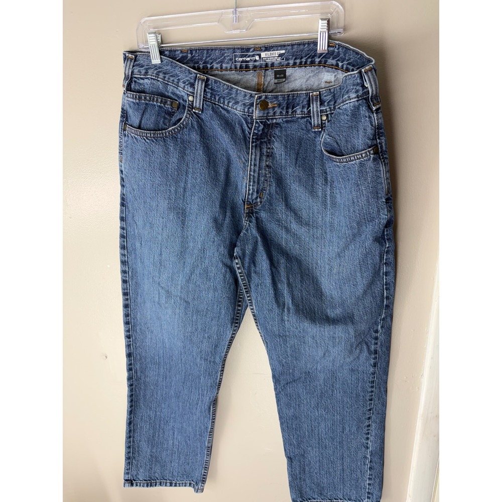 Carhartt Relaxed Fit Jeans Mens 38x30 Blue Denim Workwear BD5119-M